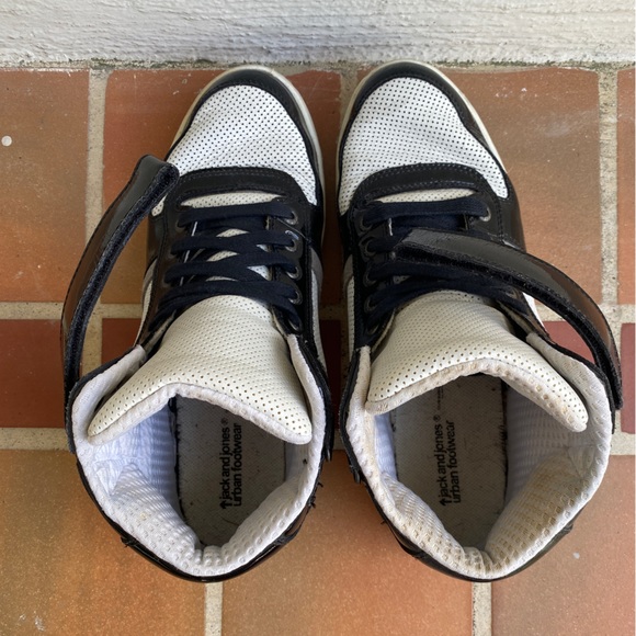 Jack and Jones Mens black/white/grey Leather High-Top Sneaker - Picture 5 of 5